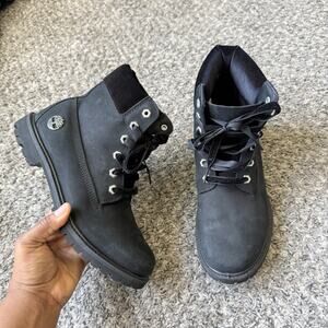 Timberland Women's Black Velvet Leather 6 Inch Waterproof Boot Size 10 Lace Up